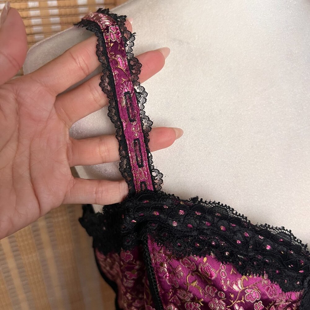 Tripp NYC Pink and Black Lace-Up Corset Top - Picture 4 of 6